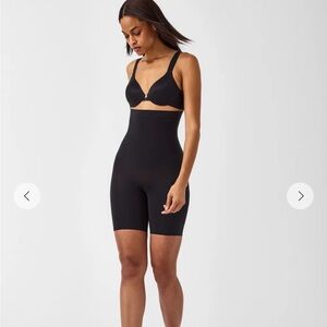 Spanx black high waisted mid thigh short